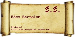 Bécs Bertalan névjegykártya