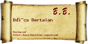 Bécs Bertalan névjegykártya